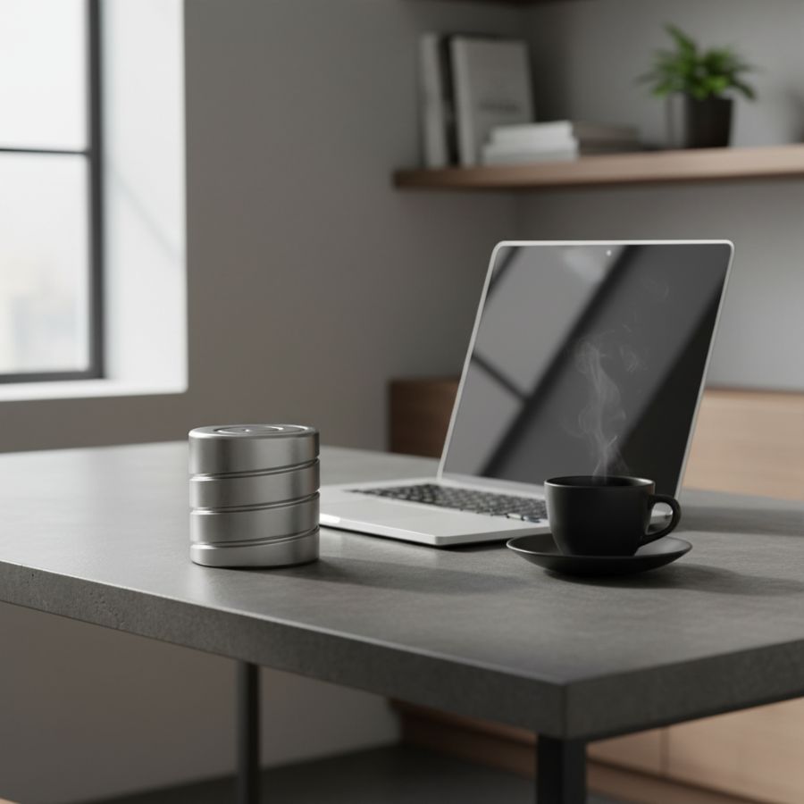 Grey Zenklar Axis precision focus tool on a minimal desk for everyday focused work